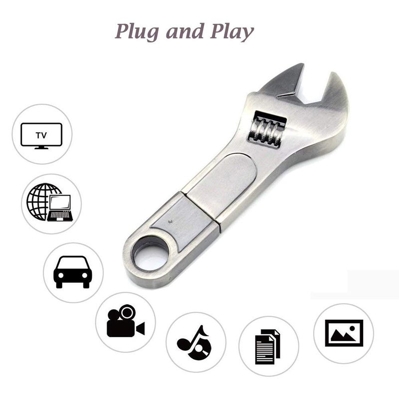 Aretop Flash Drive Fun 64GB, Cool USB2.0 Cute Cartoon Miniature Spanner Shape USB Memory Stick Cute Pendrive 64GB Thumb Drive USB Jump Drive Business Gift Halloween Present - Image 4